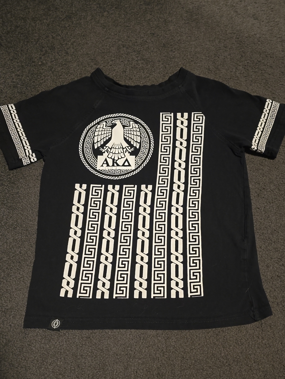 Akademiks Black Tee with White Greek Key Graphic